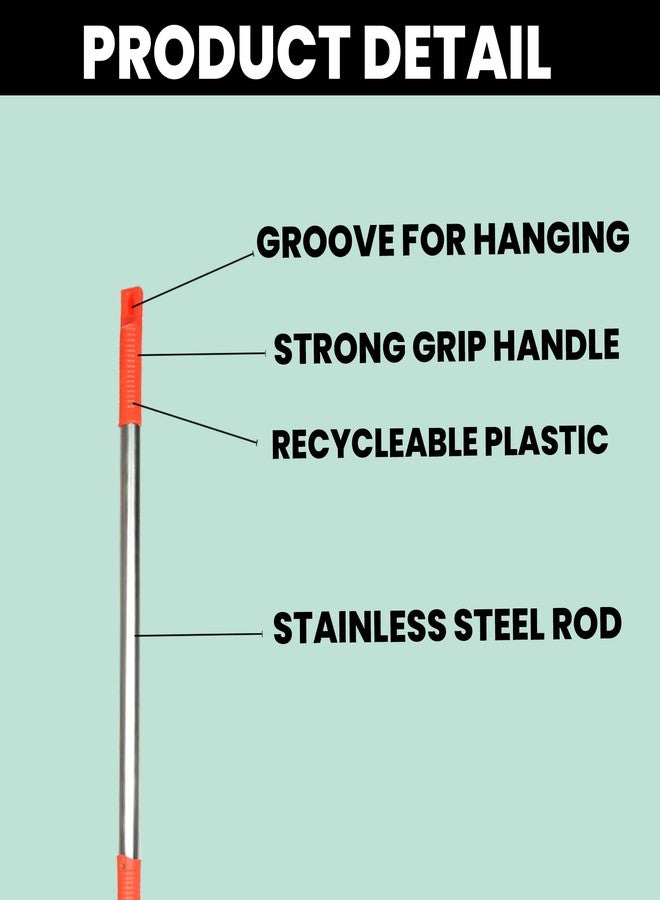 Turtuls Group Plastic Long Lasting Stanless Steel Broom Indoor Outdoor Cleaning 42x1 Inch Size Multicolor Pack-2 - Image 5
